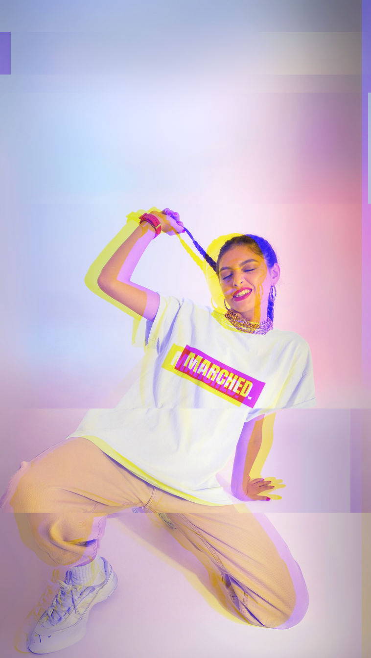"MARCHED." Tee